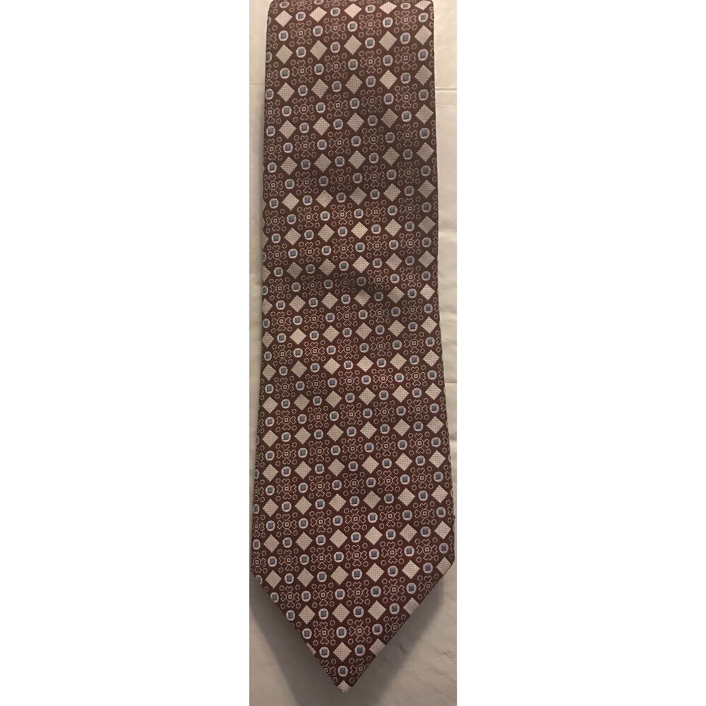 Vintage Tie - Bullocks - Burgundy, Turquoise, Cream * 57" long x 4.5" at widest